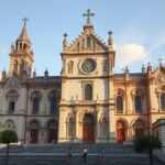 A Szent Mihály-katedrális (Sé) lenyűgöző külső nézete Castelo Branco-ban.