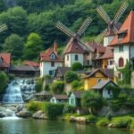 Rastoke vízi malmai és festői házai Slunj közelében Horvátországban.