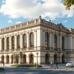 Castelo Branco Városi Könyvtár modern épülete és történelmi homlokzata