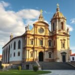 A Misericórdia templom Castelo Branco városában, gyönyörű építészeti részletekkel.