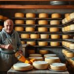 Helyi sajt készítése Castelo Branco tradicionális sajtkészítő műhelyében.