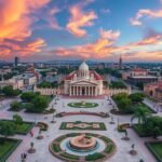 A Macroplaza, Monterrey lenyűgöző főtere színes égbolttal