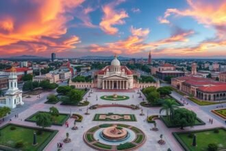 A Macroplaza, Monterrey lenyűgöző főtere színes égbolttal