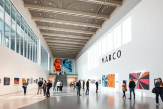 A Kortárs Művészeti Múzeum belső tere, látogatók kortárs művészeti kiállításon.