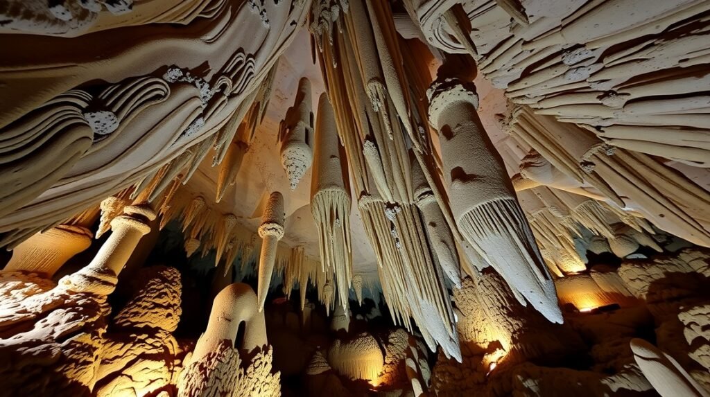 Grutas de García cseppkőbarlangjainak lenyűgöző képződményei Monterreyben