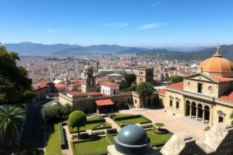 Panoráma Monterrey városára az Obispado kilátóból