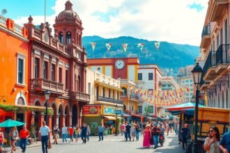 A vibráló Barrio Antiguo utcái Monterreyben, Mexikóban.
