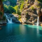 Gyönyörű szurdok vízesésekkel és kristálytiszta vízzel Romániában