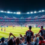 Tigres és Rayados mérkőzése a Monterrey stadionban.