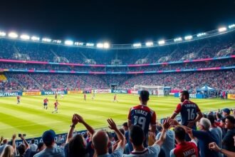 Tigres és Rayados mérkőzése a Monterrey stadionban.