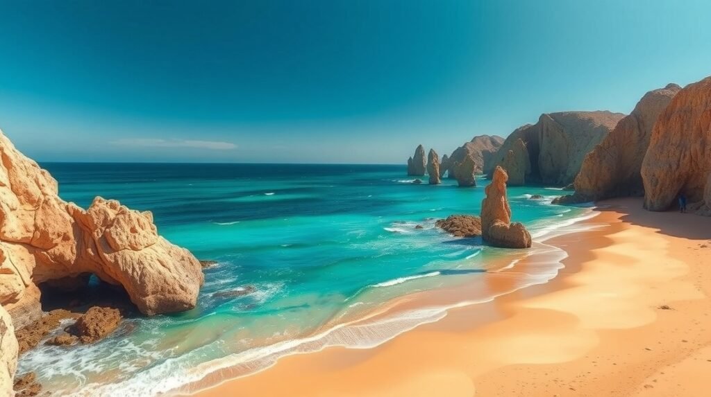 Cabo San Lucas, Playa del Amor, gyönyörű strand látvány