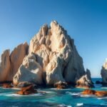 A Pelikán-szikla lenyűgöző sziklái a Cabo San Lucas vízénél