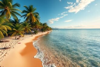 Conchas Chinas strandja kristálytiszta vízzel és pálmafákkal