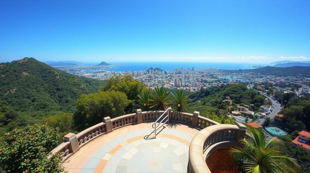 Panoráma a Puerto Vallartában, a Mirador de la Cruz kilátópontnál.
