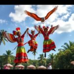 Voladores de Papantla show at Puerto Vallarta featuring traditional dancers