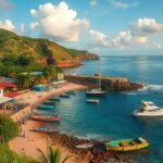 Boca de Tomatlán halászfalu Puerto Vallartában, gyönyörű öböllel és hajókkal.