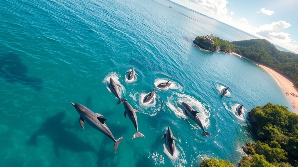 Delfinek ugrálnak a Banderas-öbölben Puerto Vallartában