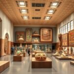 A Mexikói Nemzeti Antropológiai Múzeum belső tere prehispán műtárgyakkal.