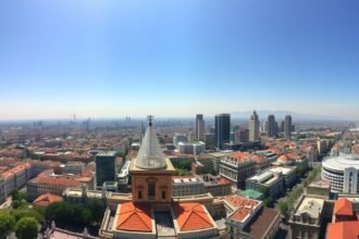 Kilátás Mexikóvárosból a Torre Latinoamericana toronyból