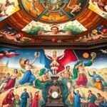 Diego Rivera freskók a Mexikóvárosi Nemzeti Palotában, művészet és történelem.