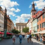 Zágráb hangulatos utcája kávézókkal és történelmi épületekkel