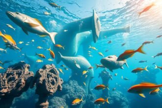 Vízalatti szobrok és halak Cancúnban, a MUSA-ban