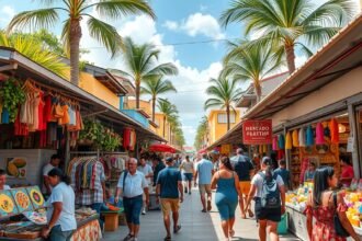 Színes kézműves piac a Mercado 28-ban Cancún belvárosában.