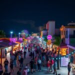 Punta Cancun égő fényekkel teli bulinegyed éjszaka