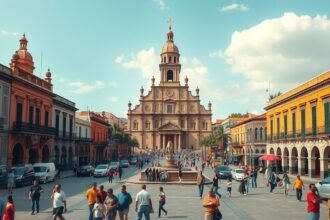 A gyönyörű Zócalo és a barokk Katedrális Oaxaca városában.