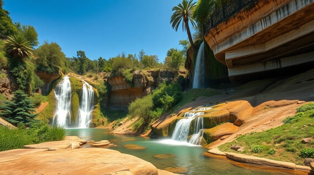 Hierve el Agua megkövült vízesései Oaxaca környékén, természetes szépség