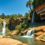 Hierve el Agua megkövült vízesései Oaxaca környékén, természetes szépség