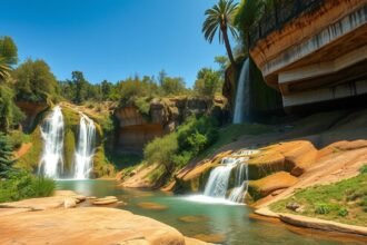 Hierve el Agua megkövült vízesései Oaxaca környékén, természetes szépség