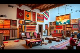 Oaxaca textilmúzeum szőttes mesterek munkája és élénk színek