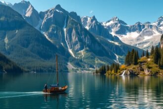 Hajózás a Königssee gyönyörű vizén, lenyűgöző hegyek körül.