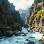 A Höllentalklamm szurdok vadregényes kialakítása és áradó víz