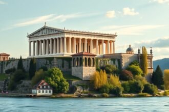 A Walhalla, a Duna felett álló német Parthenón klasszicista épülete