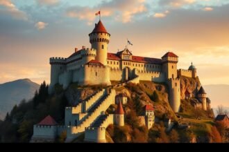 Königstein erőd a homokkő táblahegy csúcsán, gyönyörű panorámával.