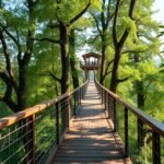 Lombkorona tanösvény Bad Wildbadban, lebegő sétány a fák felett.