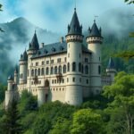 Burg Eltz mesebeli vára sűrű zöld erdőben Németországban.