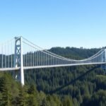 Geierlay függőhíd, a németországi látványosság lenyűgöző kilátással.