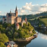 Cochem vára a Mosel-kanyarban, német romantikus folyóvölgy.