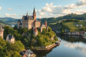 Cochem vára a Mosel-kanyarban, német romantikus folyóvölgy.
