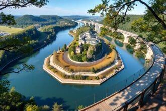 A lenyűgöző Saarschleife folyókanyarulat és lombkorona sétány látképe