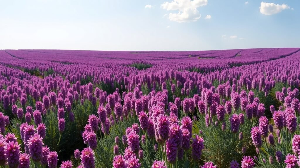 Lüneburger Heide lila virágtengere, csarab virágzás.
