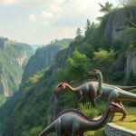 Dinoszauruszok a Teufelsschlucht kanyonban, Eifel közelében.