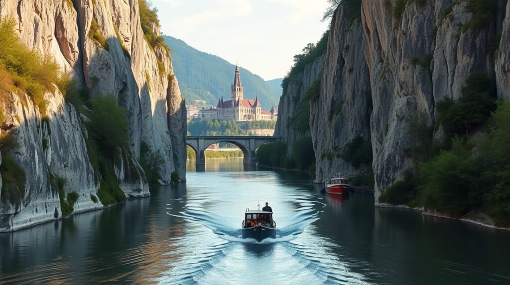 Hajózás a Duna-áttörés sziklafalai között Kelheim környékén