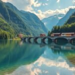 Sylvenstein-tó, bajor fjord a híddal és hegyekkel