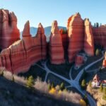 Altschlossfelsen vörös homokkőfalai és sziklaívei Németországban