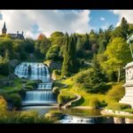 Bergpark Wilhelmshöhe vízesése és a Herkules-szobor Kasselben