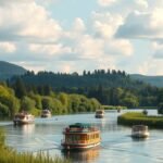 Lakóhajók a Mecklenburgi-tóvidéken, festői tájban